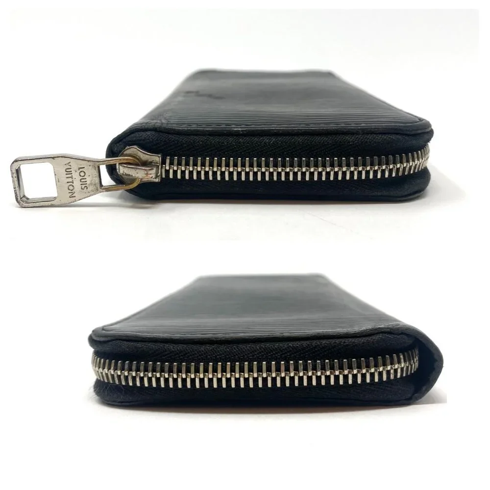 Louis Vuitton Black Epi Leather Zip Wallet with Gold Zipper